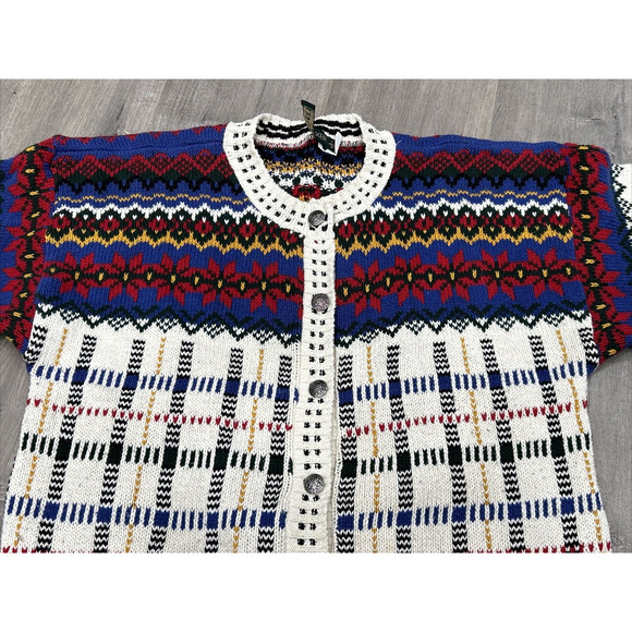 Bushwacker VINTAGE Size Large Chunky Knit 90’s Button Down Cardigan USA - Picture 4 of 11